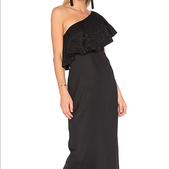 one shoulder embroidered dress